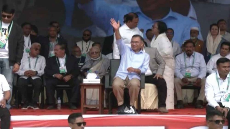 বরিশালে তারেক রহমান, জনসভায় মানুষের ঢল