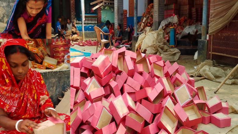 ঈদকে সামনে রেখে মণিরামপুরে মিষ্টির প্যাকেট তৈরির ধুম