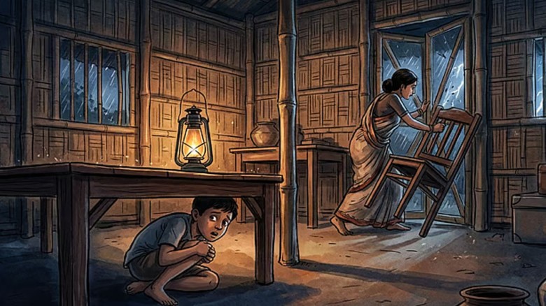 বাঁশের খুঁটি আর ঢেউটিনের ছাউনি দেওয়া ঘরটাতে আমি আর মা থাকতাম