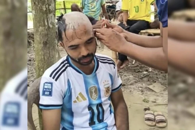ব্রাজিলের জয়ে মাথা ন্যাড়া করলেন আর্জেন্টিনা সমর্থক