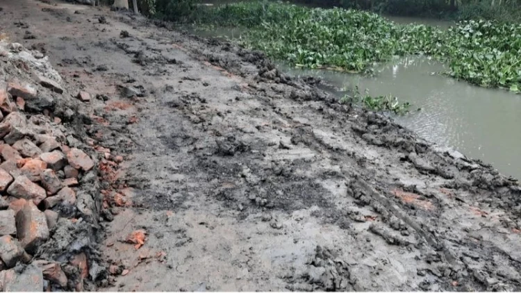 উজিরপুরে ৭৫ লাখের সড়ক দুই মাসেই বেহাল, উঠছে পিচ-পাথর